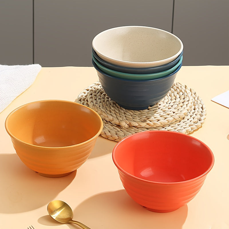 4pcs Wheat Straw Bowls Set, Microwavable And Dishwasher Safe, Soup Bowl, Salad Bowl, BPA-free, Odorless, Portable, Unbreakable, For Home Kitchen Camping, Dinnerware Accessories, Kitchen Supplies