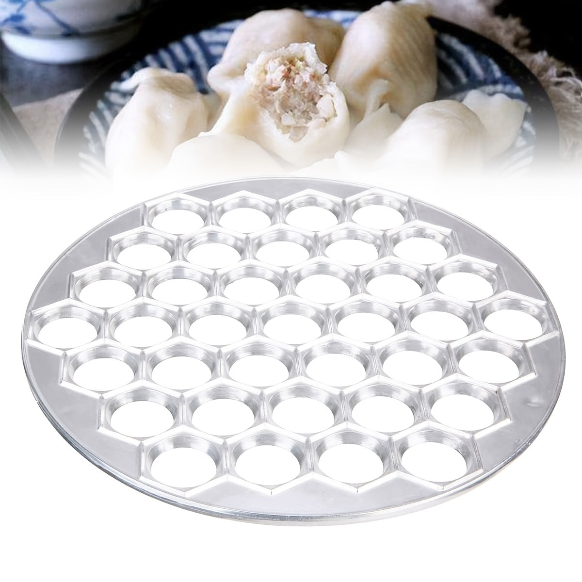 37-Loch-Wontonform aus silberfarbenem Metall