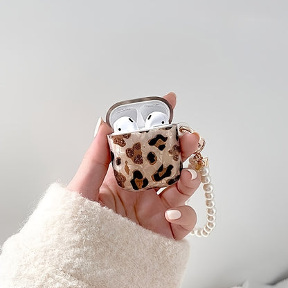 Stilvolle Kopfhörerhülle mit Leopardenmuster und Aufhängekette – perfekt für AirPods 1 und 2!