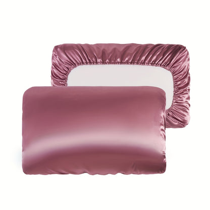 2 weiche und atmungsaktive Satin-Kissenbezüge mit Gummizug – perfekt für einen erholsamen Schlaf in Ihrem Schlafzimmer