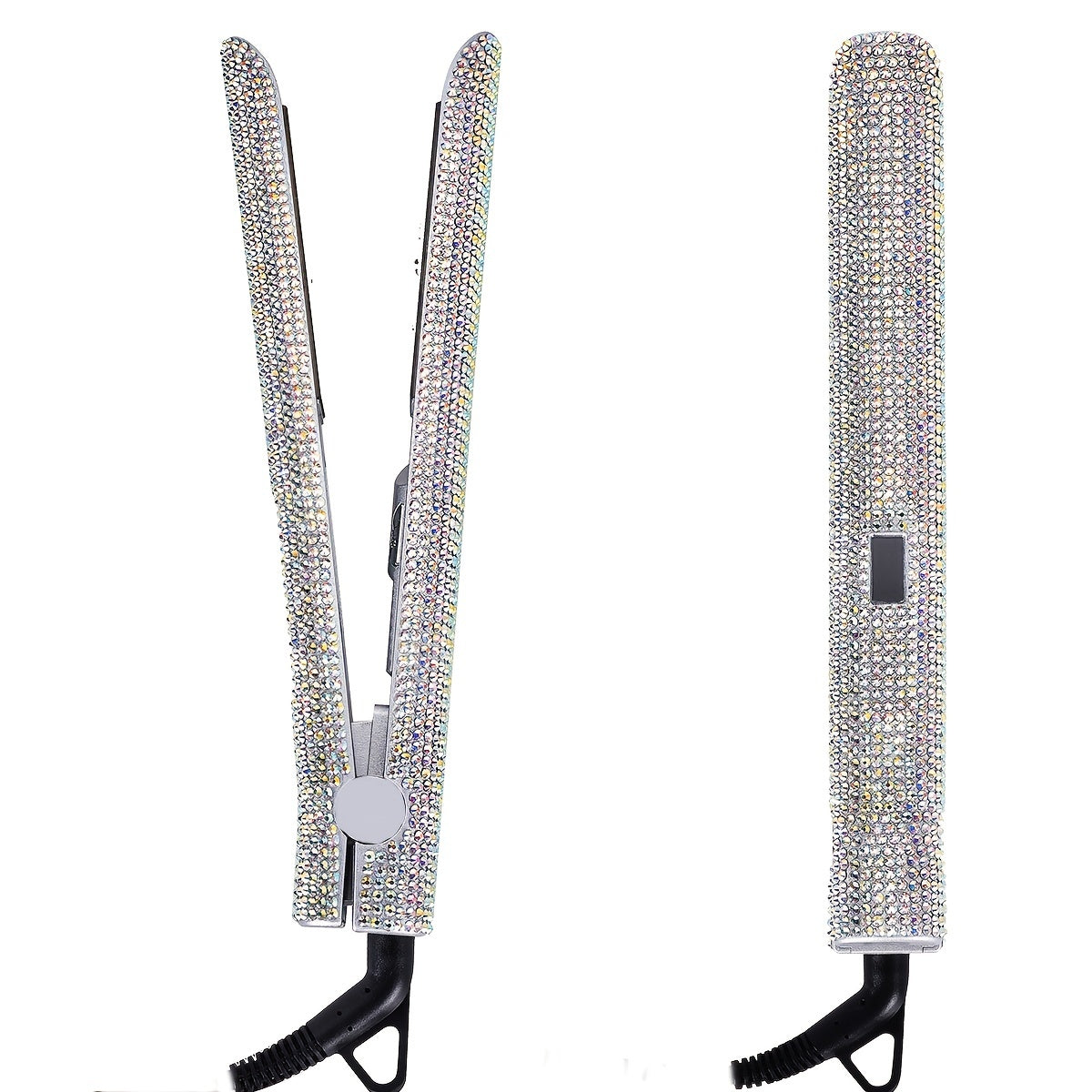 Lisseur à cheveux Bling Rhinestone 2 en 1, fer plat et boucleur pour tous types de cheveux, professionnel, rapide, températures réglables, équipement de salon, fer décoratif, matériau résistant à la chaleur, lissage parfait