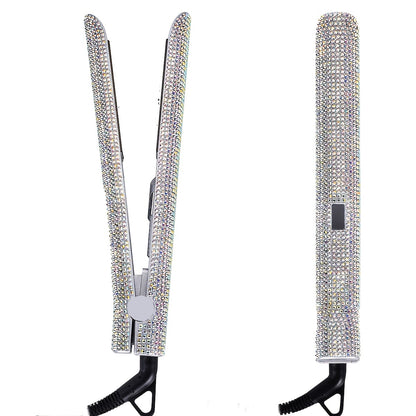 Lisseur à cheveux Bling Rhinestone 2 en 1, fer plat et boucleur pour tous types de cheveux, professionnel, rapide, températures réglables, équipement de salon, fer décoratif, matériau résistant à la chaleur, lissage parfait