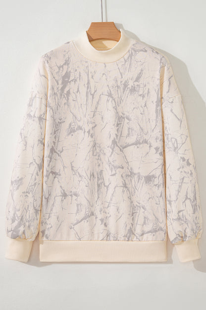 Khaki Camo Mock Neck Baggy Sweatshirt