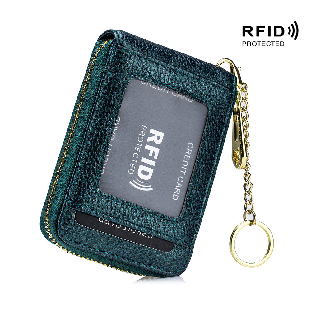 [Porte-cartes RFID] Porte-cartes RFID décontracté, portefeuille multi-compartiments - Étui à cartes zippé simple