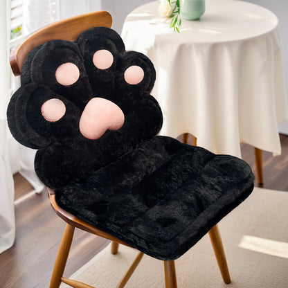 L-Shape Cat Paw Cushion - Soft Milk Velour Plush Chair Pillow with Faux Rabbit Fur, Cute Kawaii Gaming & Office Seat Cushion for Gamer Girls, Comfy Floor Seat for Room Decor, 100% Polyester, Dry Clean Only