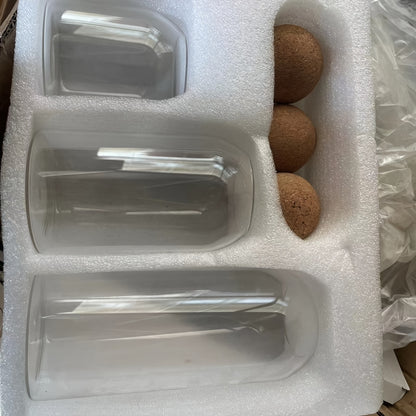 3pcs Cork-Topped Borosilicate Glass Jars with Wooden Balls, Transparent Spice Containers for Seasonings, Coffee, Beans & Kitchen Storage – Dishwasher-Safe Food-Grade Airtight Seal, Affordable Price, Food Preservation, Coffe