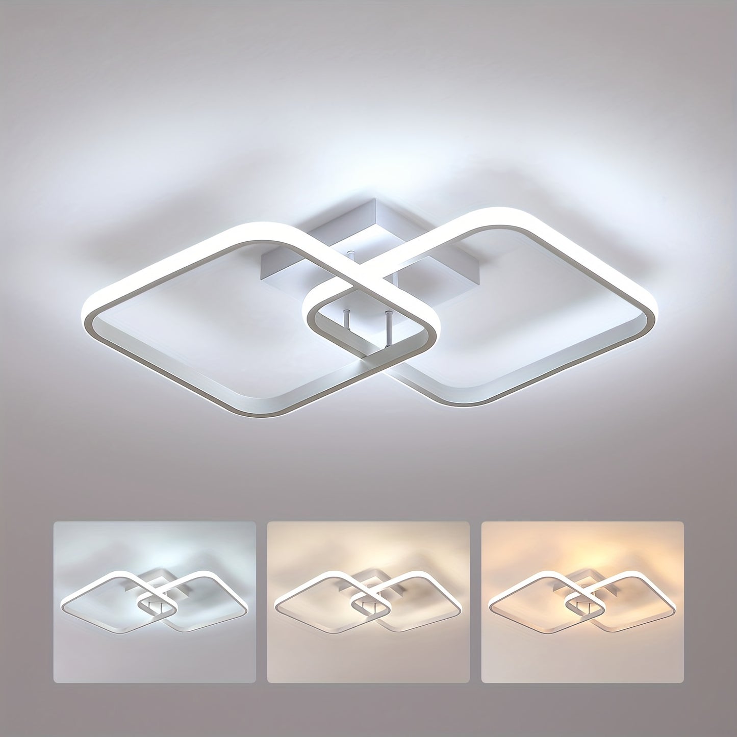 Modern Square Ceiling Light, LED Chandeliers, Aluminum Ceiling Light For Kitchen Dining Room Living Room Studio Office, 3000-6000K, Diameter Of Square Frame 11.42inch