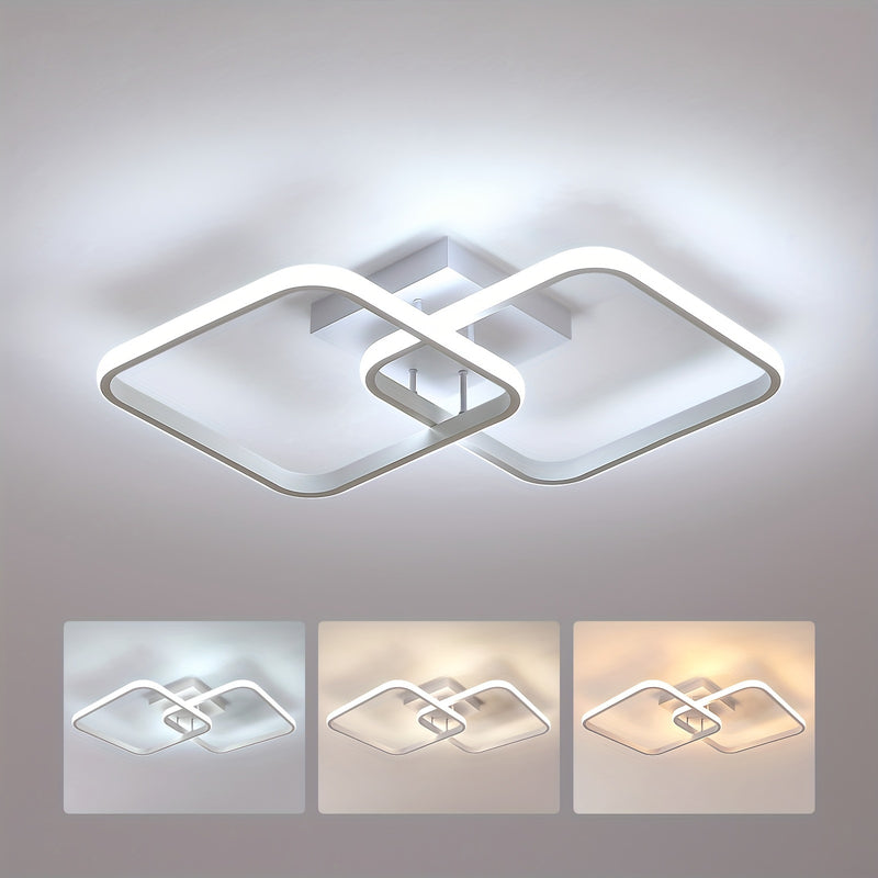 Modern Square Ceiling Light, LED Chandeliers, Aluminum Ceiling Light For Kitchen Dining Room Living Room Studio Office, 3000-6000K, Diameter Of Square Frame 11.42inch