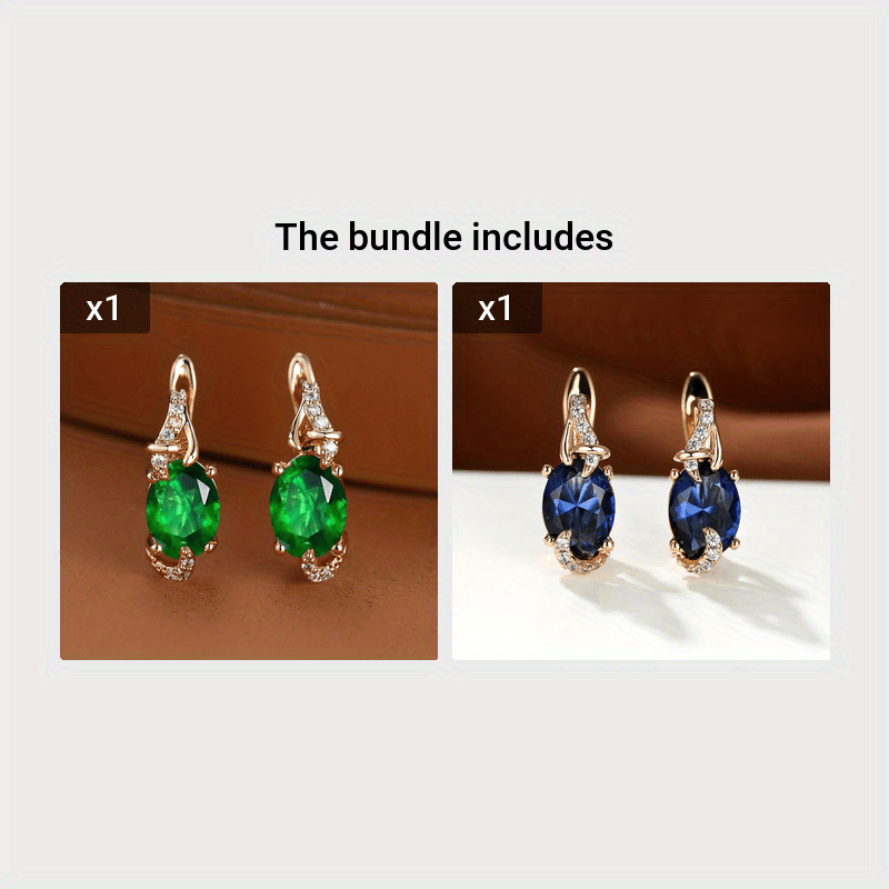 Elegante, 18 Karat vergoldete Ohrstecker mit blauem Stein – Rund- und Ovalschliff, synthetische Zirkonia, Ohrstecker aus Kupfer – Schmuck für jede Jahreszeit | Trendiges Design | Langlebige Vergoldung