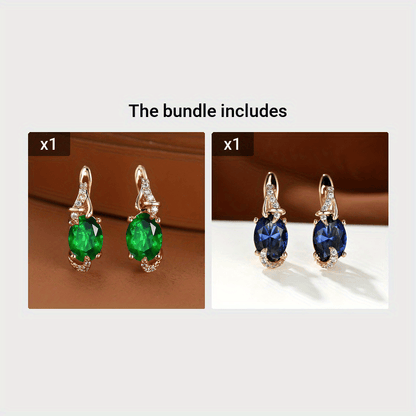 Elegante, 18 Karat vergoldete Ohrstecker mit blauem Stein – Rund- und Ovalschliff, synthetische Zirkonia, Ohrstecker aus Kupfer – Schmuck für jede Jahreszeit | Trendiges Design | Langlebige Vergoldung