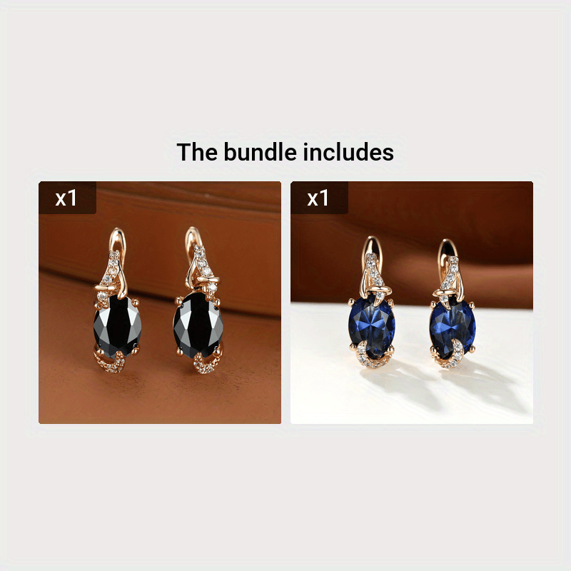 Elegante, 18 Karat vergoldete Ohrstecker mit blauem Stein – Rund- und Ovalschliff, synthetische Zirkonia, Ohrstecker aus Kupfer – Schmuck für jede Jahreszeit | Trendiges Design | Langlebige Vergoldung