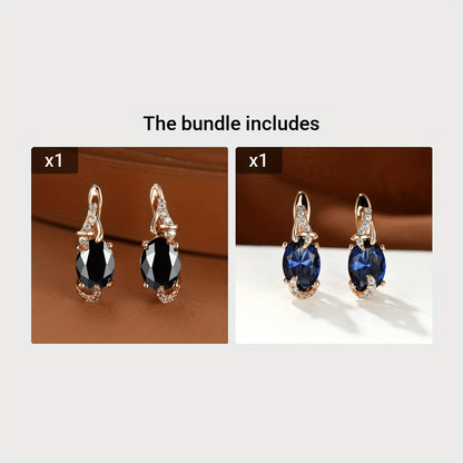 Elegante, 18 Karat vergoldete Ohrstecker mit blauem Stein – Rund- und Ovalschliff, synthetische Zirkonia, Ohrstecker aus Kupfer – Schmuck für jede Jahreszeit | Trendiges Design | Langlebige Vergoldung
