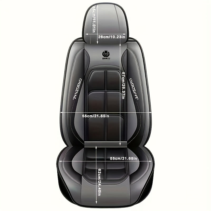1pc PU Leather Car Seat Cover - Red & Black Design, Front Seat Protector for Sedan or SUV, Durable All-Season Cushion Mat with "Original" Print, Hand Wash or Dry Clean Only, Car Seat Protection | Modern Seat Cover | PU Leathe