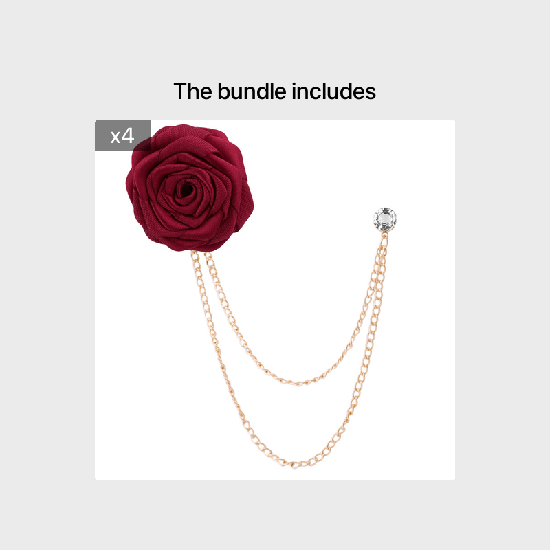Men's Wedding Ceremony Groom Handmade Rose Chain Brooch