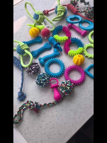 5/10/15pcs of Random Style Random Color Dog Chew Toys, Pet Toys, Suitable for Teething, Entertainment And Interaction, Puppy Chew Toy Pack, with Rope Knots, Rope Balls, Thorn Rings, Etc., Suitable for Small Dog Gifts