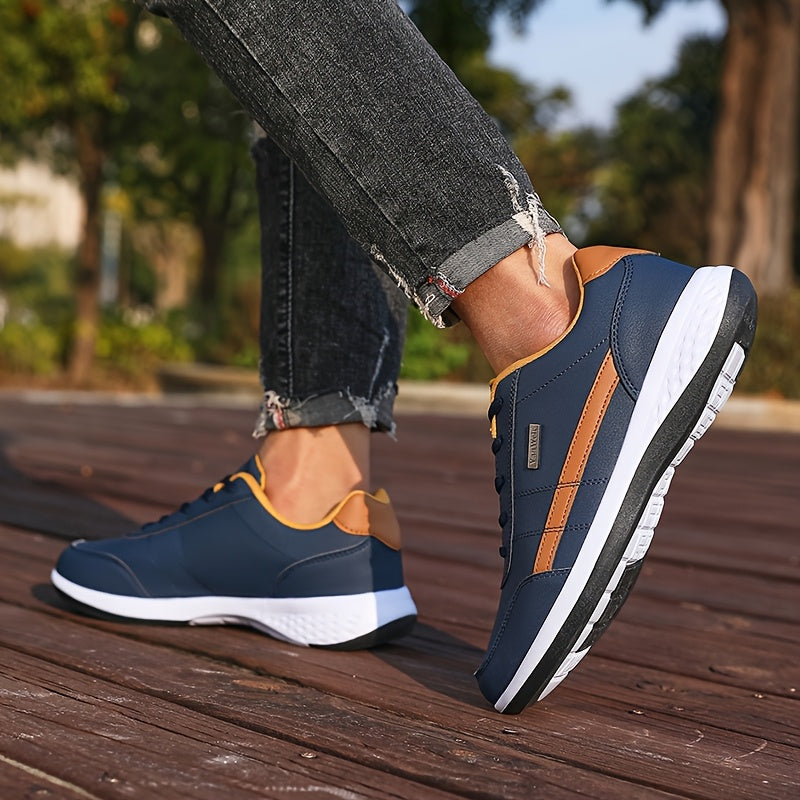 VanWeir Lightweight Men'S Shoes | Navy Blue/White, Lace-up Sports Shoes with MD/TPR Sole, Breathable Fabric Lining for Outdoor, Hiking & Casual Wear