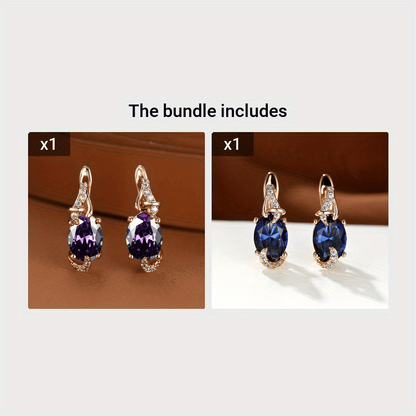 Elegante, 18 Karat vergoldete Ohrstecker mit blauem Stein – Rund- und Ovalschliff, synthetische Zirkonia, Ohrstecker aus Kupfer – Schmuck für jede Jahreszeit | Trendiges Design | Langlebige Vergoldung