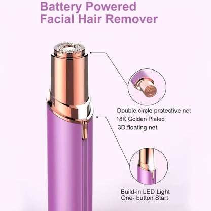 Schmerzfreier Haarentferner für Frauen, batteriebetriebener Gesichtshaarentferner