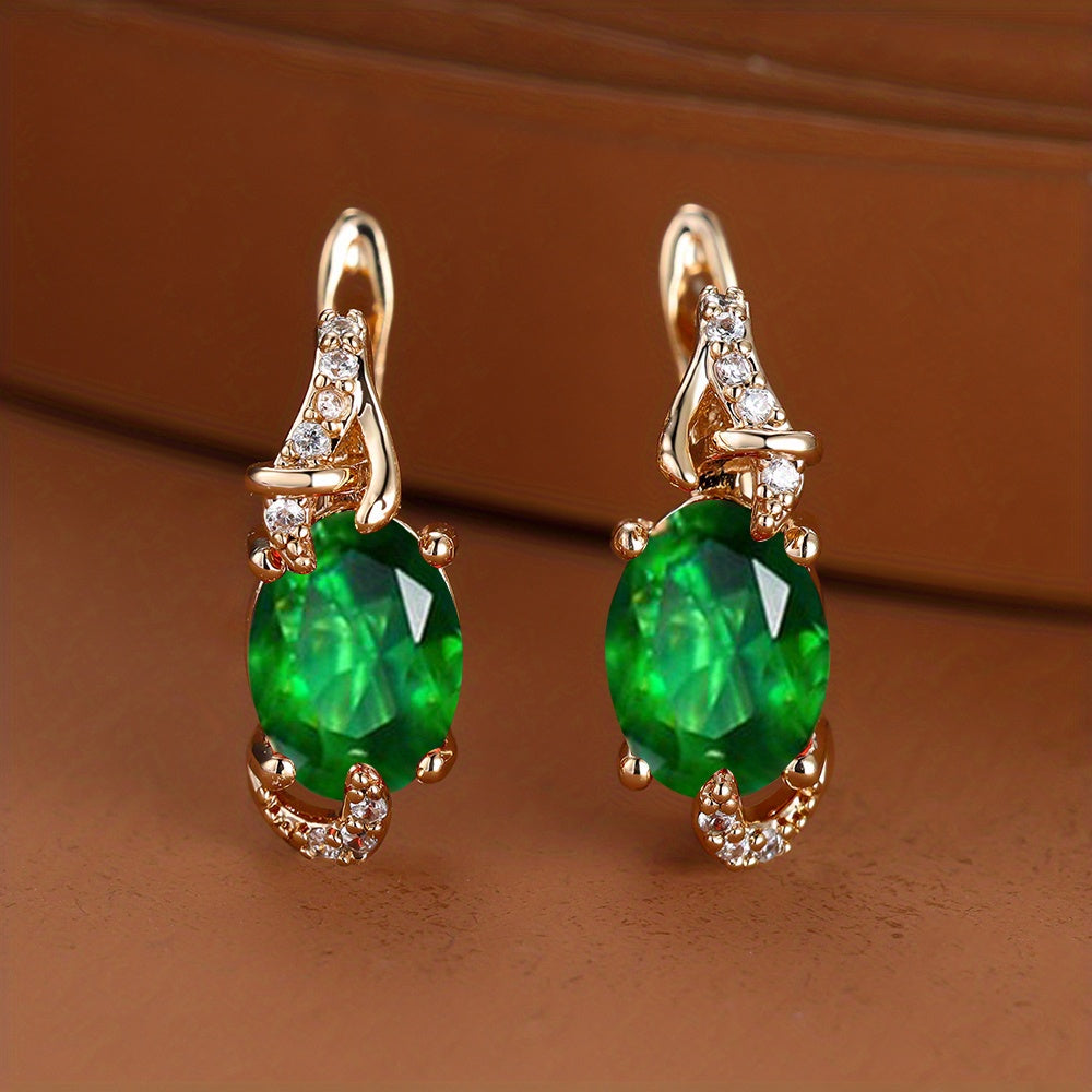 Elegante, 18 Karat vergoldete Ohrstecker mit blauem Stein – Rund- und Ovalschliff, synthetische Zirkonia, Ohrstecker aus Kupfer – Schmuck für jede Jahreszeit | Trendiges Design | Langlebige Vergoldung