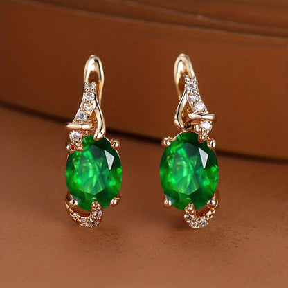 Elegante, 18 Karat vergoldete Ohrstecker mit blauem Stein – Rund- und Ovalschliff, synthetische Zirkonia, Ohrstecker aus Kupfer – Schmuck für jede Jahreszeit | Trendiges Design | Langlebige Vergoldung