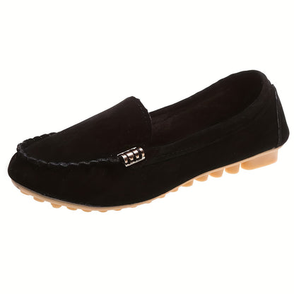 Mocassins confortables à bout rond | Chaussures unies à enfiler pour femmes