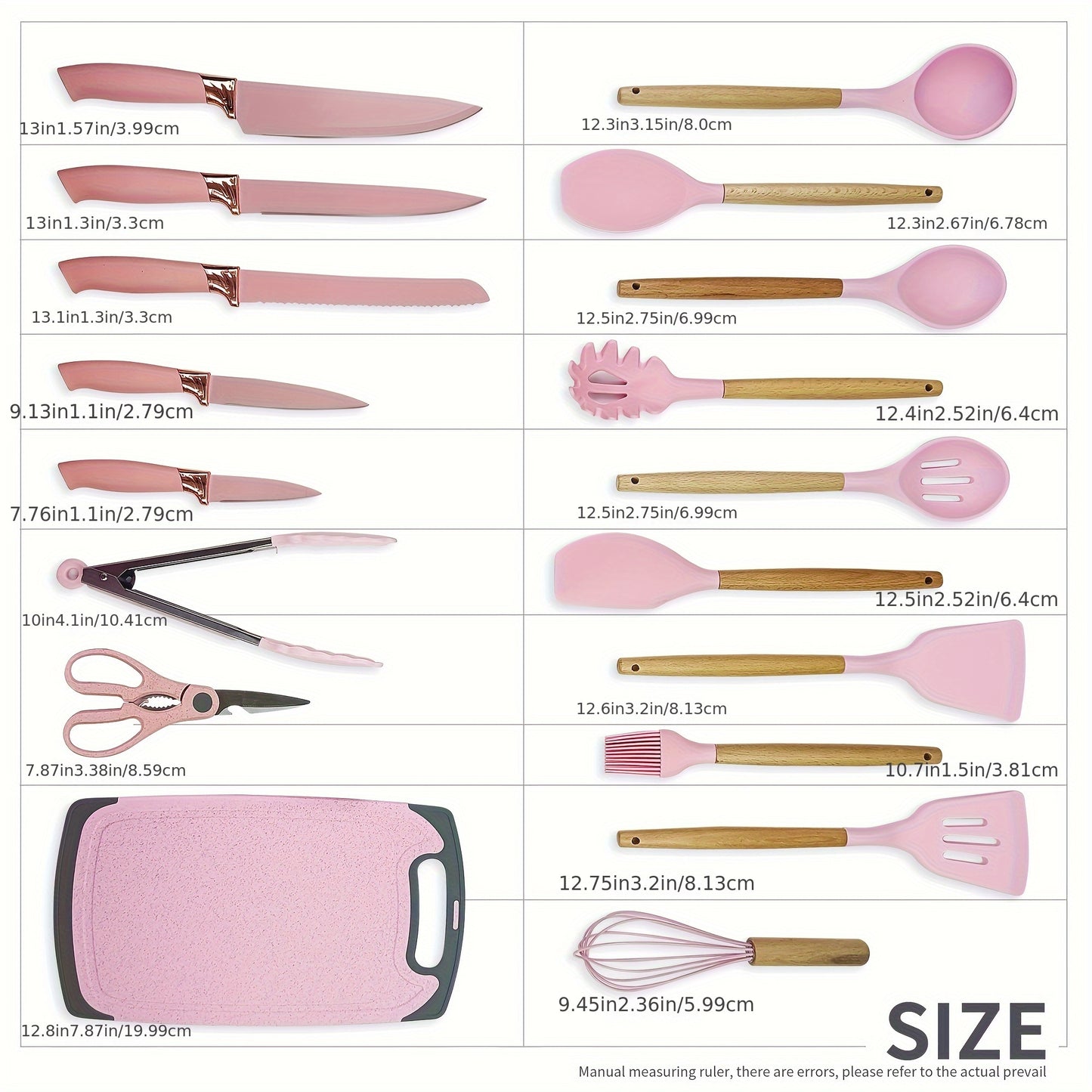 19-Piece Premium Heat-Resistant Silicone Kitchen Utensil Set With Wooden Handles, Chef Knifes, Non-Stick Friendly Cooking Tools, and Bamboo Storage Bucket