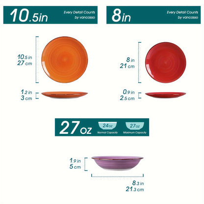 18pcs Dinnerware Set, Stoneware Hand Painted Tableware, Dining Plate Bowls Set, For Home Kitchen Restaurant Hotel, Kitchen Supplies, Tableware Accessories