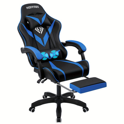 LED Gaming Chair With Wireless Speakers And Massage Big And Tall Video Game Chair For 397lbs With Footrest Reclining High Back Computer Desk Chair