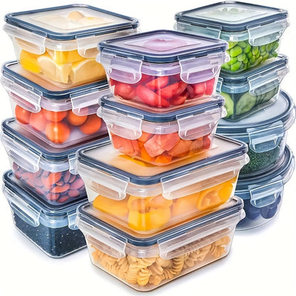 12/24pcs Transparent Kitchen Storage Container Set | Microwave Safe, Multipurpose Plastic Meal Prep Boxes with Flip-Top Lids + 24 Chalkboard Labels - Ideal for Vegetables, Fruits, Grains & More, Leak Proof