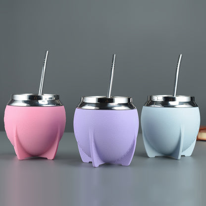 1pc, Yerba Mate Gourd With Bombilla, 9.47oz Stainless Steel Yerba Mate Cup, Double Wall Traditional Tea Cup, Drinkware, Christmas Gifts