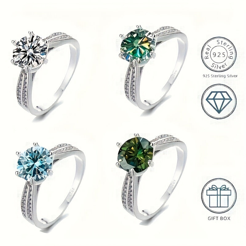 Tancise Original 925 Sterling Silber Ring Moissanit mit Zertifikat Feiner Schmuck Verlobungsringe für Damen