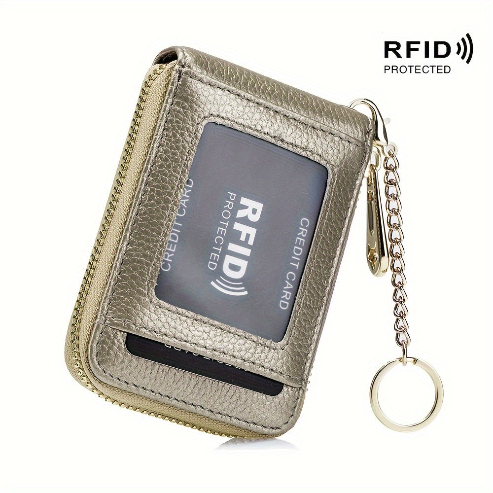 [Porte-cartes RFID] Porte-cartes RFID décontracté, portefeuille multi-compartiments - Étui à cartes zippé simple