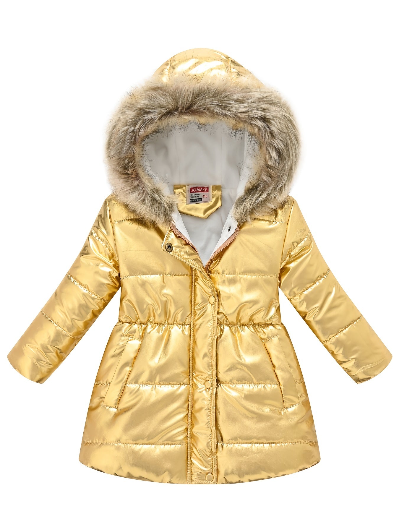 Winterjacke für Kinder im neuen Stil: Dicke, glänzende Kapuzenjacke für Jungen und Mädchen, mittellang