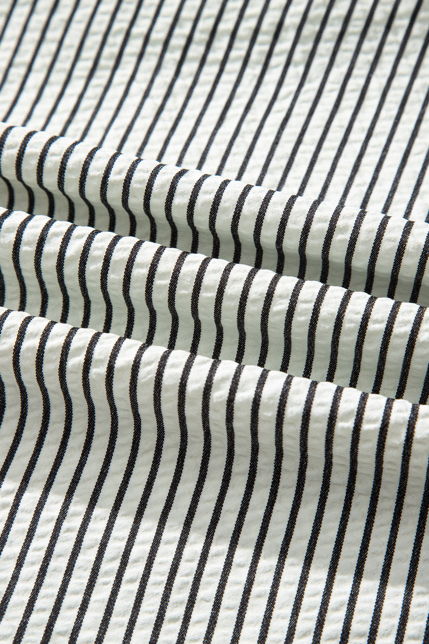 Black Stripe Frilled Detail Half Buttons Short Sleeve Long Dress