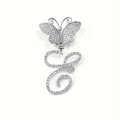 Trendy Shiny Butterfly Cursive Letter Cuban Chain Anklet For Women A-Z Letters Anklets Punk Hip Hop Style Sparkling Barefoot Jewelry
