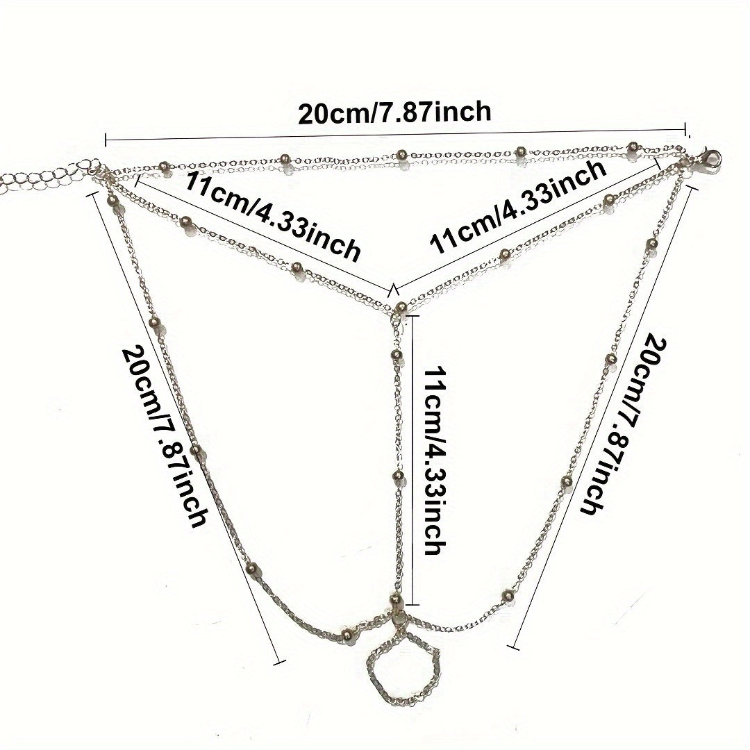 [Bohemian Beach Anklets] 2 Pieces Bohemian Beach Anklets - Tassel Crystal Ankle Strap Toe Ring Foot Chain - Summer Barefoot Sandals Wedding Bridal Accessories Holiday Party Jewelry