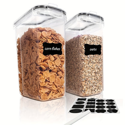 BPA-freie, luftdichte Kunststoff-Vorratsdosen, 2er-/4er-Pack, 2,5 l/88 oz, 4-teiliges Set mit Etiketten, stapelbar und platzsparend, spülmaschinenfest, schwarz, für Müsli, Snacks, Zucker, Küchenorganisation, Müslispender, moderne Küche