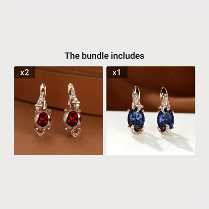 Elegante, 18 Karat vergoldete Ohrstecker mit blauem Stein – Rund- und Ovalschliff, synthetische Zirkonia, Ohrstecker aus Kupfer – Schmuck für jede Jahreszeit | Trendiges Design | Langlebige Vergoldung