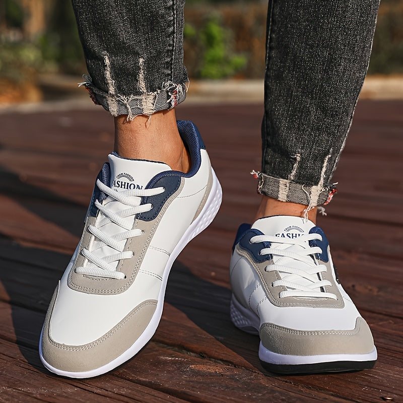 VanWeir Lightweight Men'S Shoes | Navy Blue/White, Lace-up Sports Shoes with MD/TPR Sole, Breathable Fabric Lining for Outdoor, Hiking & Casual Wear
