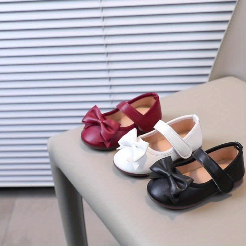 Chaussures plates Mary Jane pour filles, semelle souple antidérapante, décorées d'un nœud, style princesse