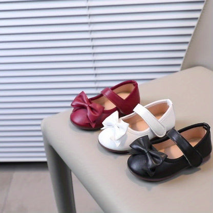Chaussures plates Mary Jane pour filles, semelle souple antidérapante, décorées d'un nœud, style princesse