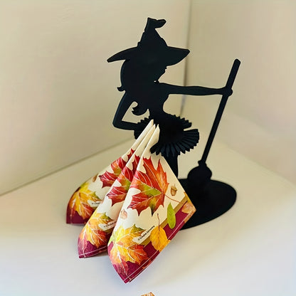 Rustic Wooden Halloween Witch Napkin Holder, Festive Tabletop Decor for Kitchen & Dining Room, No Electricity Needed, Featherless, Holiday Themed Accessory for Christmas & General Use