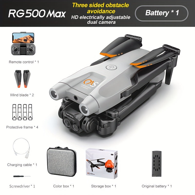 RG500 MAX Drone With Dual Camera, Optical Flow Positioning, Smart Obstacle Avoidance Remote Control Drone Toys For Men's Gifts, Indoor And Outdoor Affordable UAV, Christmas Halloween Thanksgiving Gift