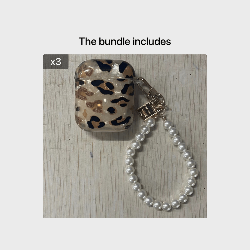 Stilvolle Kopfhörerhülle mit Leopardenmuster und Aufhängekette – perfekt für AirPods 1 und 2!