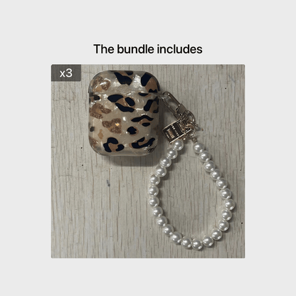 Stilvolle Kopfhörerhülle mit Leopardenmuster und Aufhängekette – perfekt für AirPods 1 und 2!