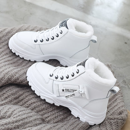 Damen-Winterstiefel mit hohem Schaft – Warm gefütterte Stiefeletten mit dicker Sohle, Schnürung, lässiger Stil, perfekt für Komfort bei kaltem Wetter, Winterstiefel