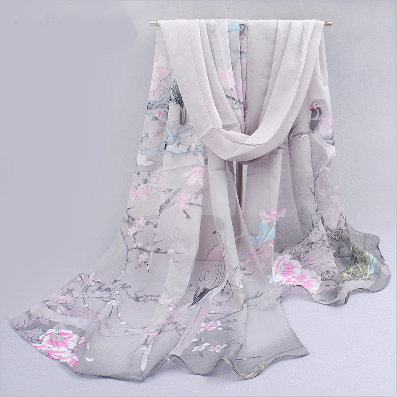 Eleganter, dünner Chiffonschal | Tiermuster, atmungsaktiv, winddicht, dekorativ, geeignet für Freizeit und Wochenende, maschinenwaschbar