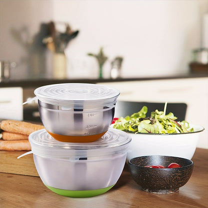 6pcs Silicone Stretch Lids - Reusable & Washable Bowl Covers, Fits Various Sizes of Food Containers, Kitchen & Dining Essentials