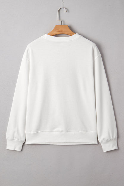 White FOOTBALL 3D Letter Graphic Crew Neck Sweatshirt