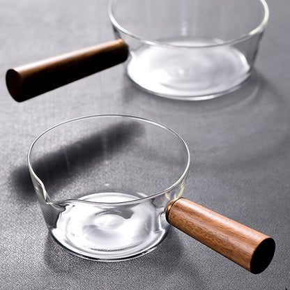 [Clear Glass Saucepan] 1pc High Borosilicate Glass Single Handle Clear Pot - Non-stick Stove Top Saucepan - Milk Butter Heating Instant Noodle Cookware